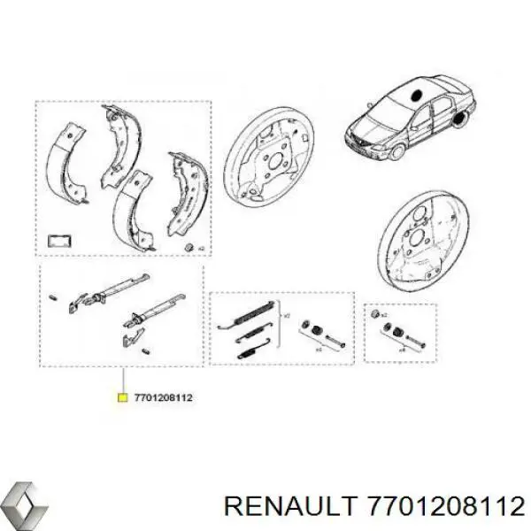 Механизм подвода (самоподвода) барабанных колодок (разводной ремкомплект) на Renault Clio III 