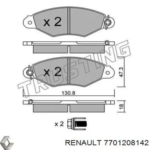7701208142 Renault (RVI) Sapatas do freio dianteiras de disco
