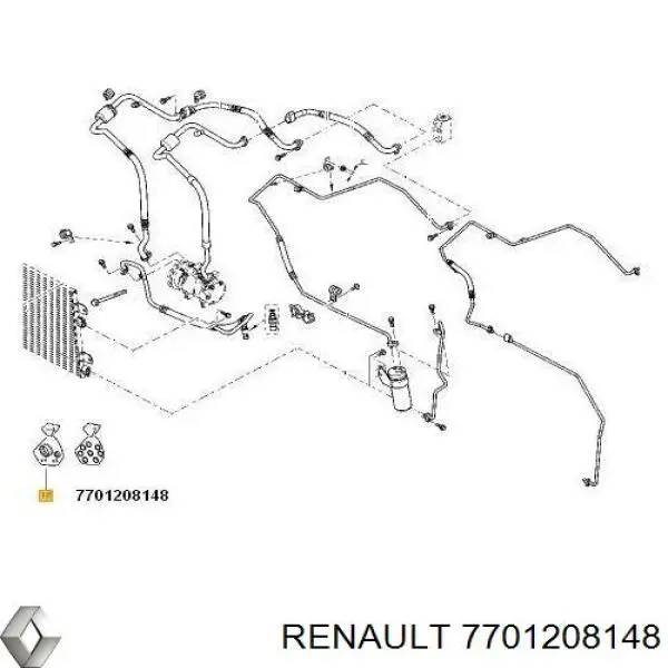 Уплотнительное кольцо трубки кондиционера 7701208148 Renault (RVI)
