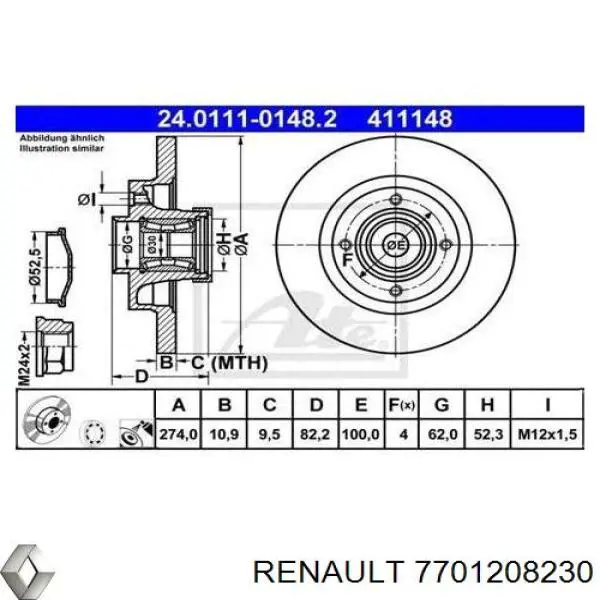 Задний тормозной диск Renault (RVI) 7701208230 цена, от 79.53 USD