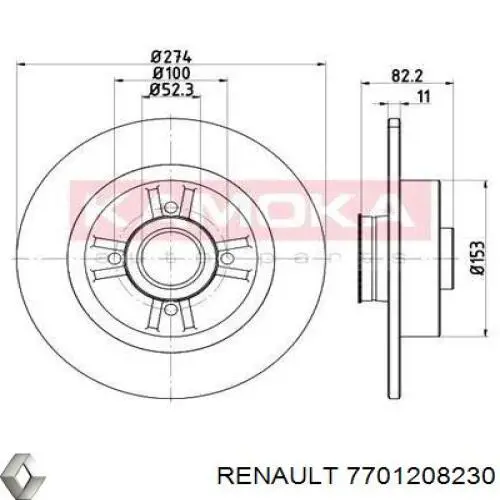 Тормозные диски 7701208230 Renault (RVI)