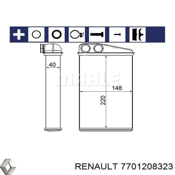 Радиатор печки 7701208323 Renault (RVI)