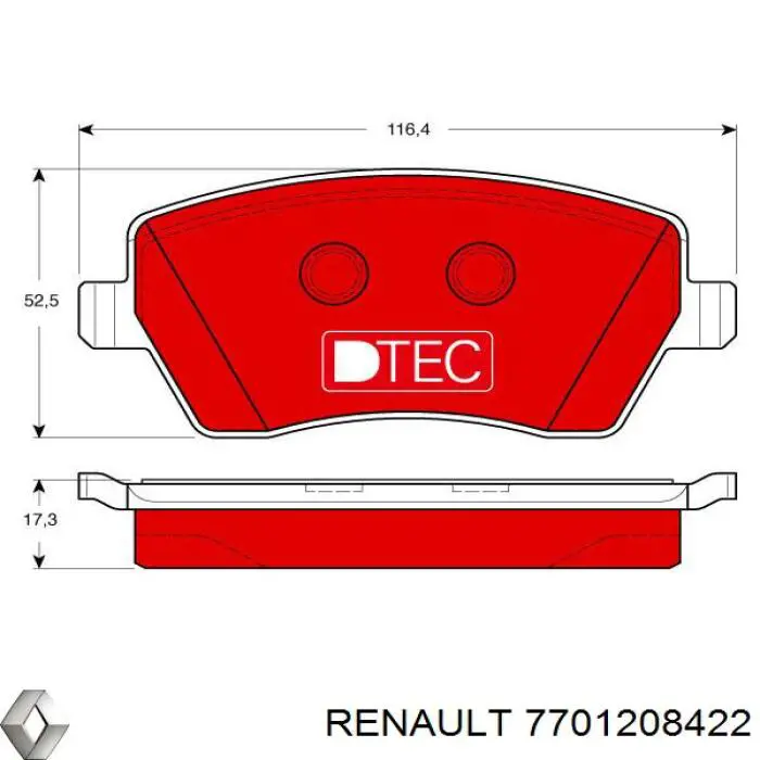 Купить 7701208422 Renault (RVI) Колодки тормозные