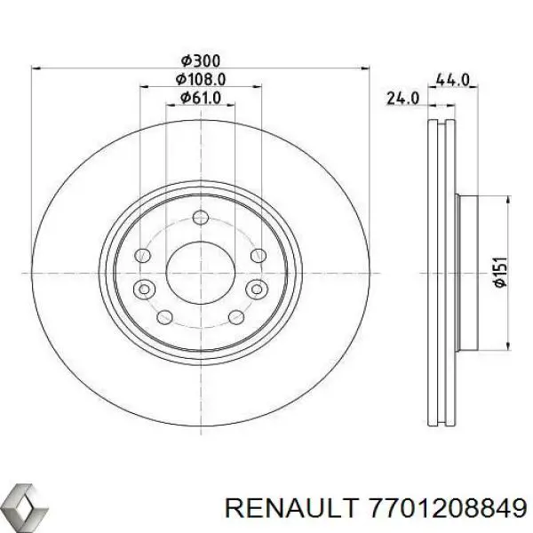 Тормоз дисковый передний Renault (RVI) 7701208849 цена, от 45.52 USD