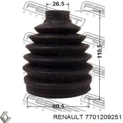 Пыльник ШРУСа передней полуоси наружный Renault (RVI) 7701209251