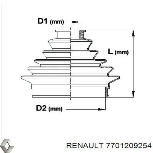 Купить 7701209254 Renault (RVI) Пыльник гранаты внутренний, передней полуоси