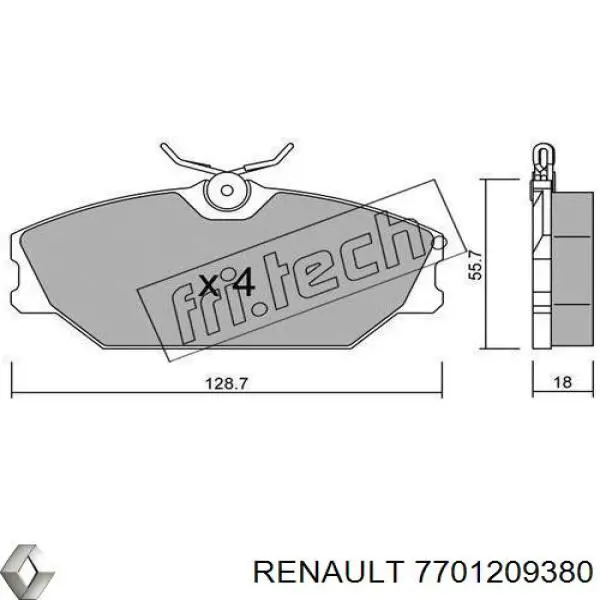 Передние тормозные колодки 7701209380 Renault (RVI)