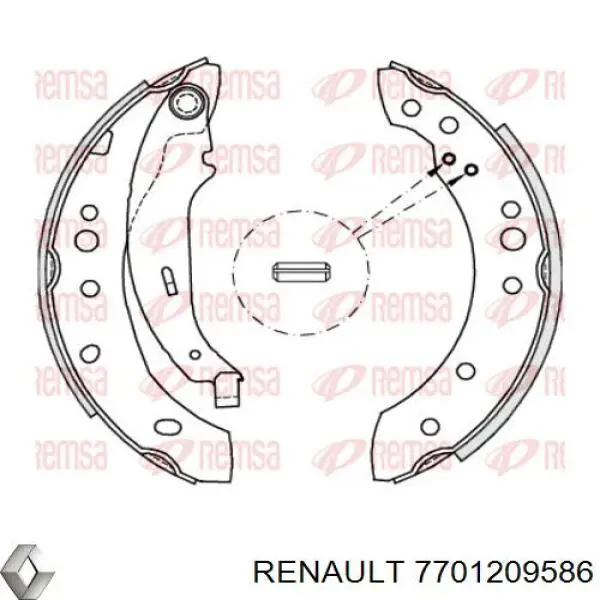 Задние барабанные колодки 7701209586 Renault (RVI)