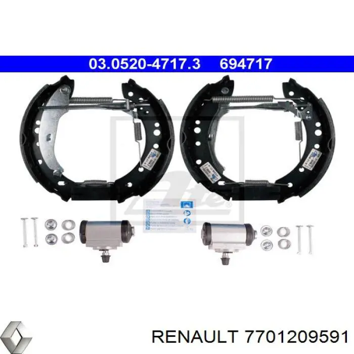 Задние барабанные колодки 7701209591 Renault (RVI)