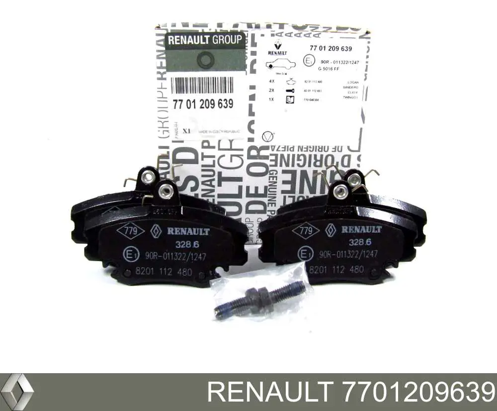 7701209639 Renault (RVI) колодки тормозные передние дисковые