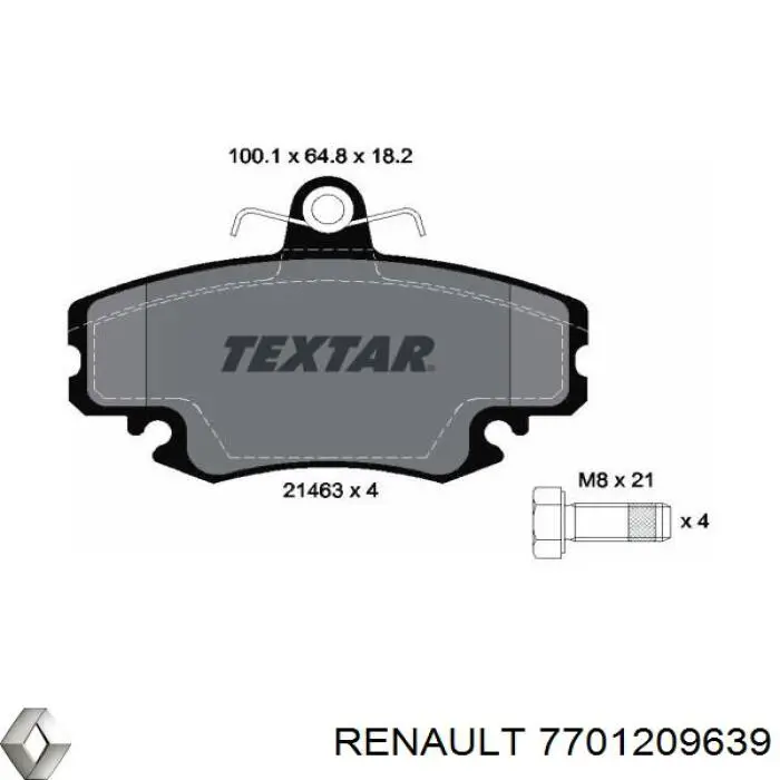Тормозные колодки Renault (RVI) 7701209639