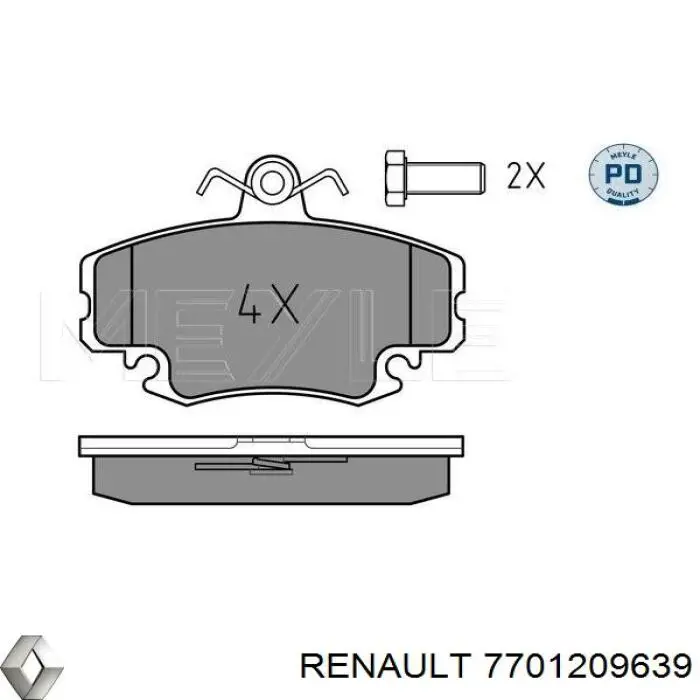Передние тормозные колодки 7701209639 Renault (RVI)