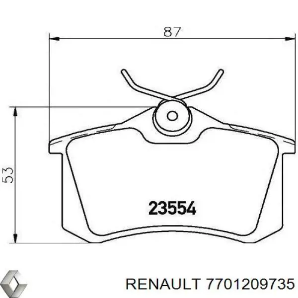 Колодки тормозные задние дисковые Renault (RVI) 7701209735
