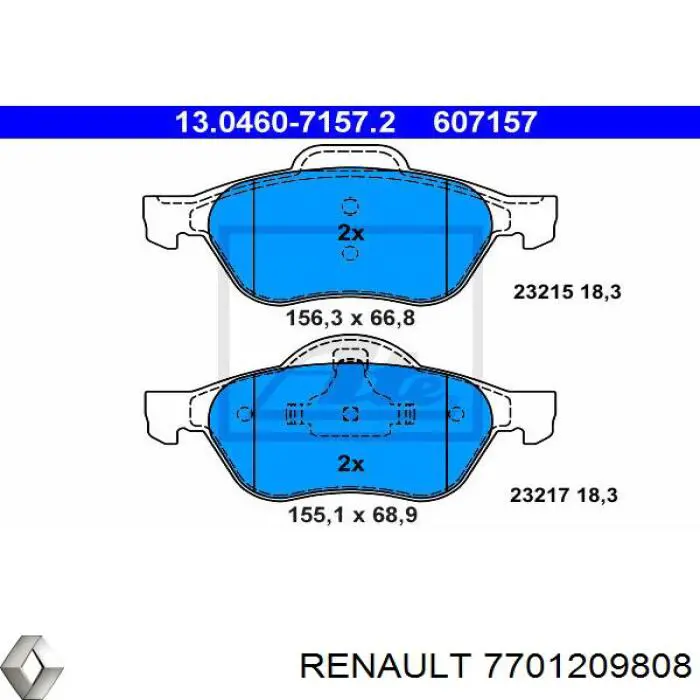 Колодки Renault (RVI) 7701209808 цена, от 23.00 USD
