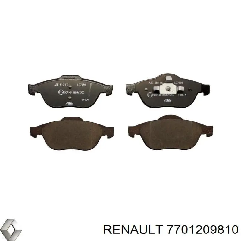 Pastillas delanteras de freno 7701209810 Renault (RVI)