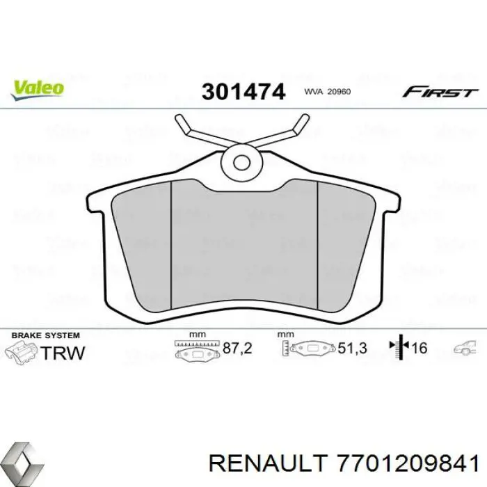 Колодки дисковые  Renault (RVI) 7701209841 цена, от 14.06 USD