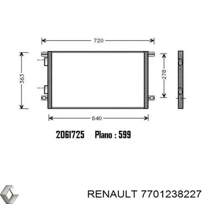 Радиатор кондиционера 7701238227 Renault (RVI)