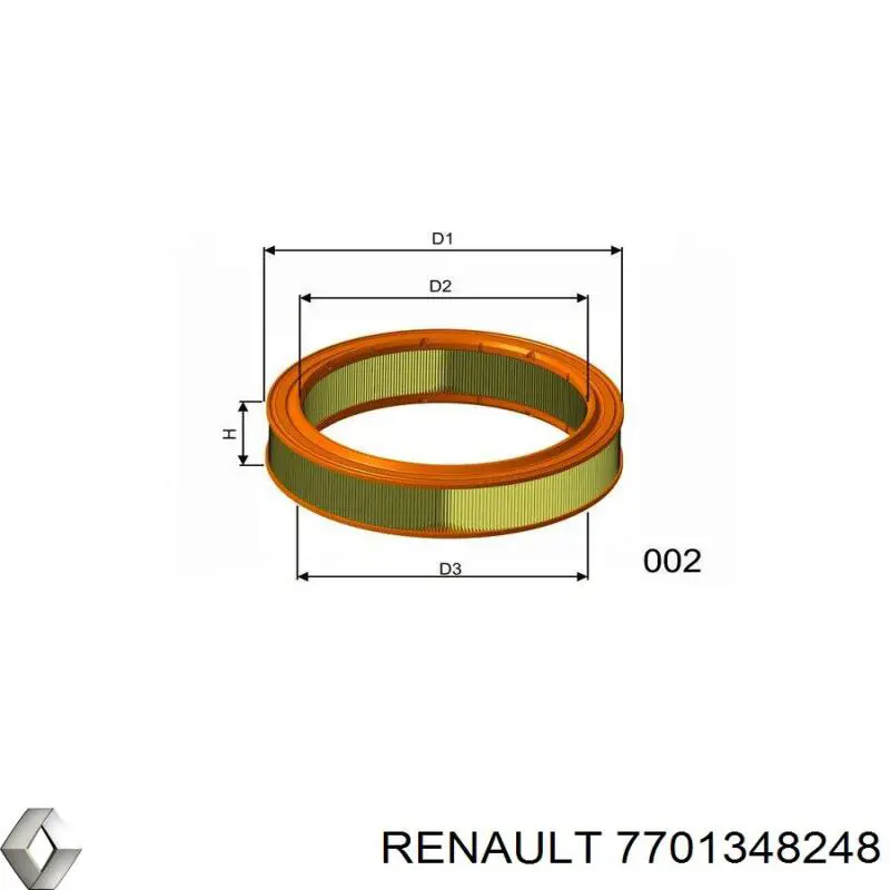 Воздушный фильтр 7701348248 Renault (RVI)