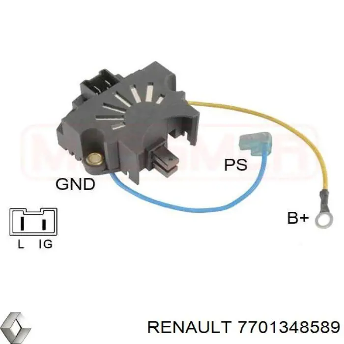 7701348589 Renault (RVI) relê-regulador do gerador (relê de carregamento)