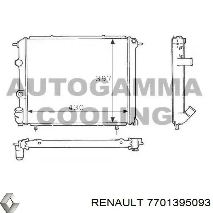 7701395093 Renault (RVI) радиатор