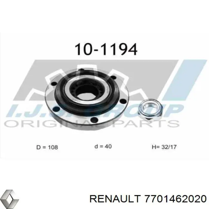 7701462020 Renault (RVI) подшипник ступицы передней