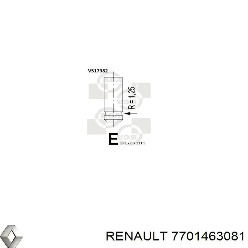 7701463081 Renault (RVI) клапан впускной