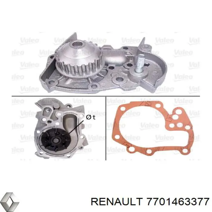 Помпа охлаждения Renault (RVI) 7701463377 цена, от 35.10 USD