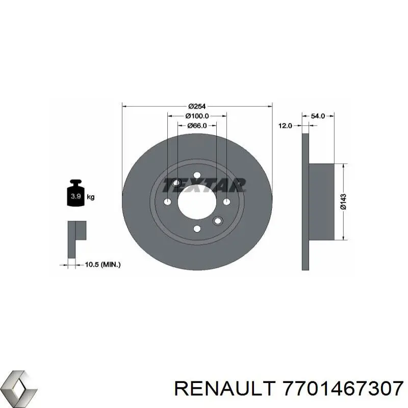 Задний тормозной диск Renault (RVI) 7701467307 цена, от  