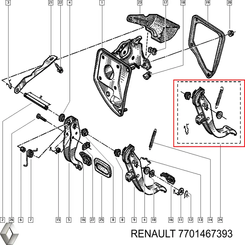 Педаль сцепления Renault (RVI) 7701467393 цена, от  USD