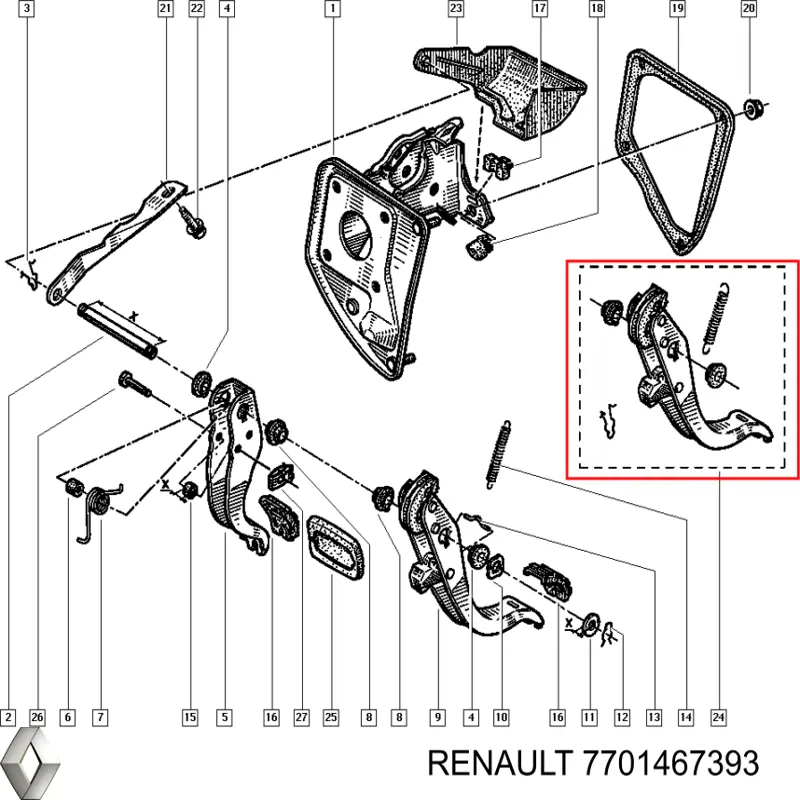 Купить 7701467393 Renault (RVI) Педаль сцепления