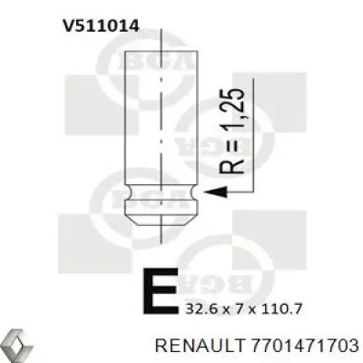 Клапан выпускной Renault (RVI) 7701471703