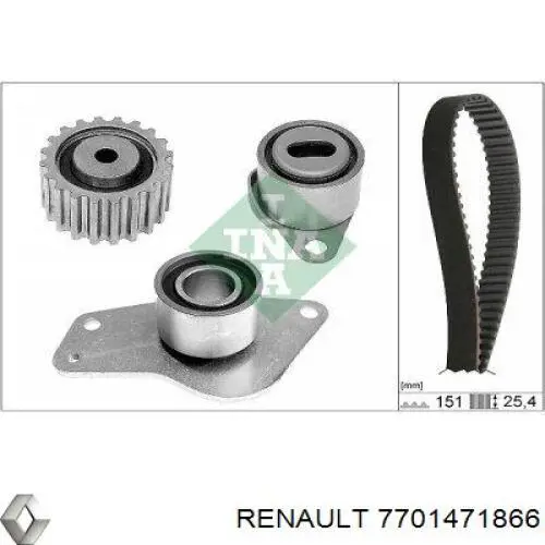 7701471866 Renault (RVI) correia do mecanismo de distribuição de gás, kit