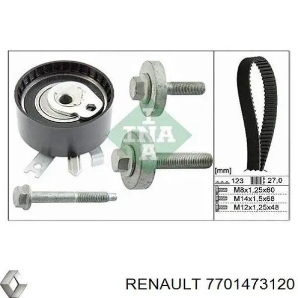 Комплект ГРМ 7701473120 Renault (RVI)