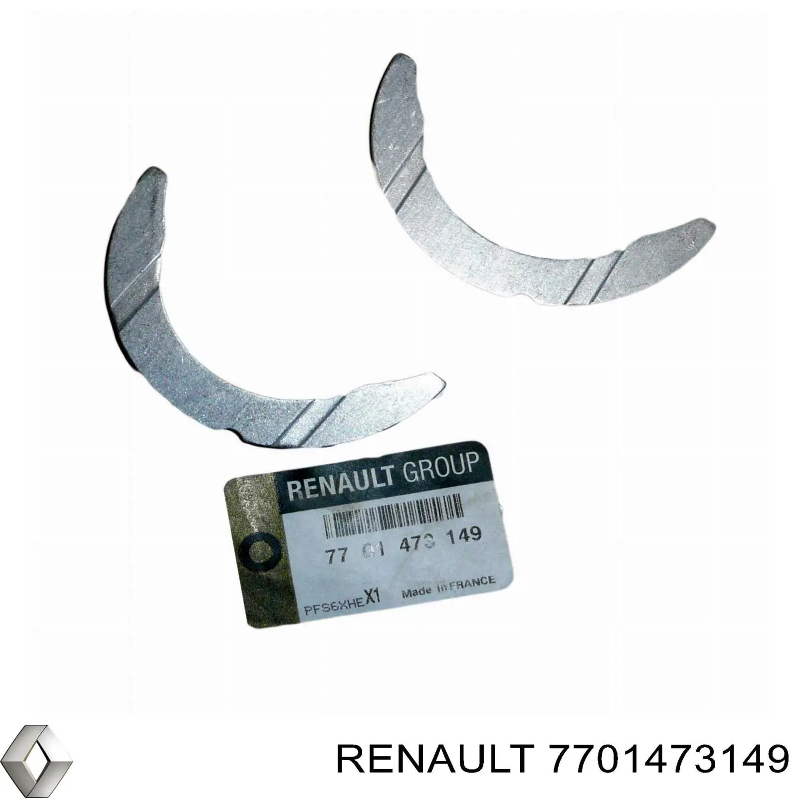 7701473149 Renault (RVI) полукольцо упорное (разбега коленвала, STD, комплект)