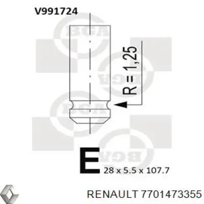 Válvula de escape 7701473355 Renault (RVI)