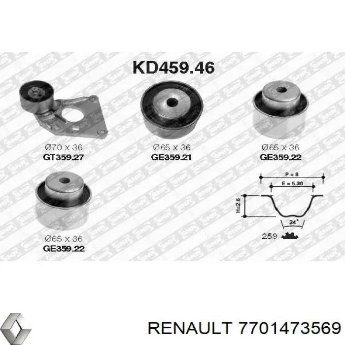 ГРМ ремни, комплект Renault (RVI) 7701473569 цена, от 288.06 USD