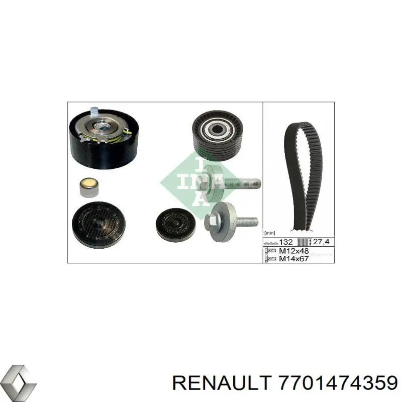 Комплект ГРМ 7701474359 Renault (RVI)