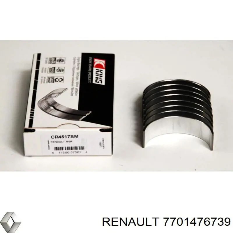 7701476739 Renault (RVI) вкладыши коленвала шатунные, комплект, стандарт (std)