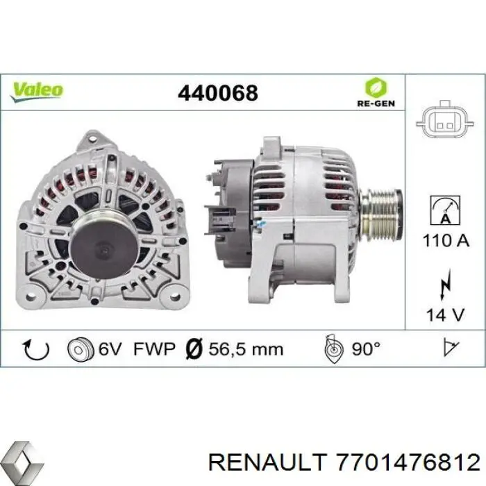 Автомобильный генератор Renault (RVI) 7701476812 цена, от 62.01 USD