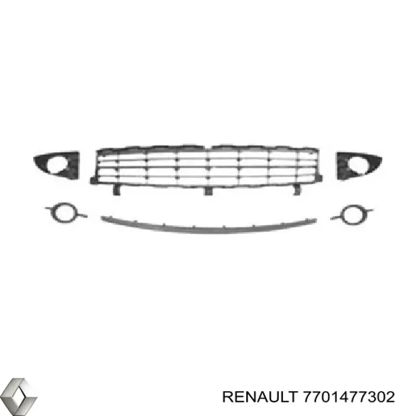 7701477302 Renault (RVI) grelha central do pára-choque dianteiro
