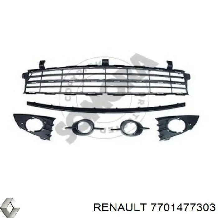 7701477303 Renault (RVI) grelha central do pára-choque dianteiro