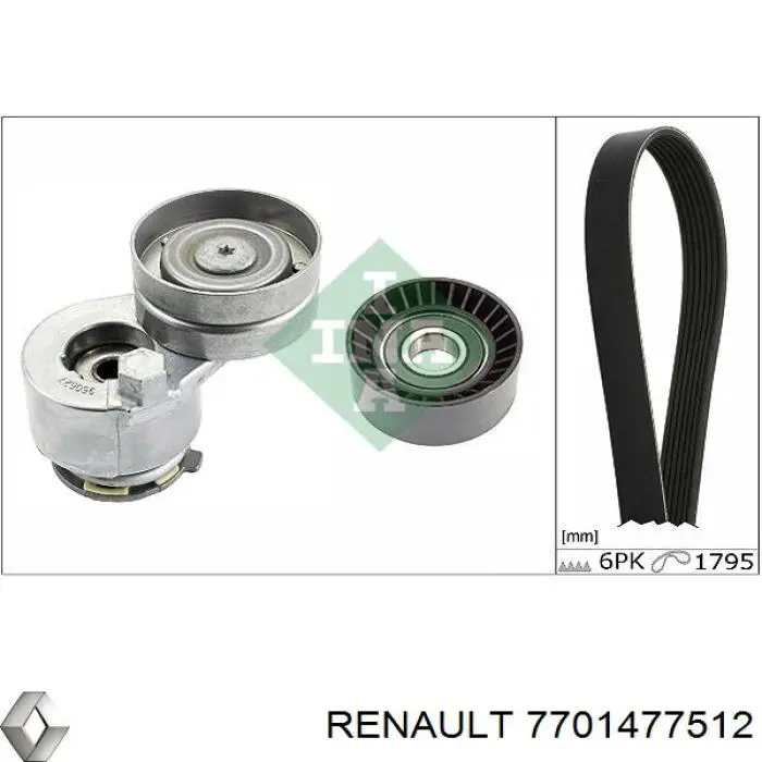 7701477512 Renault (RVI) ремень агрегатов приводной, комплект