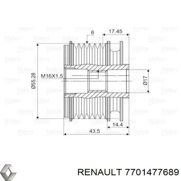 Купить 7701477689 Renault (RVI) Шкив ремня генератора