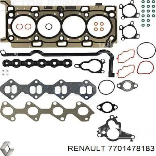 Комплект прокладок двигателя верхний Renault (RVI) 7701478183