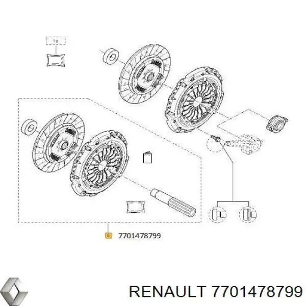 Комплект зчеплення (3 частини) 7701478799 Renault (RVI)