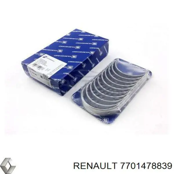 7701478839 Renault (RVI) вкладыши коленвала коренные, комплект, стандарт (std)