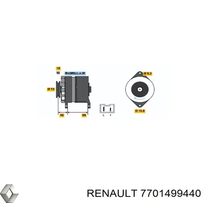 Автомобильный генератор Renault (RVI) 7701499464 цена, от 128.63 USD