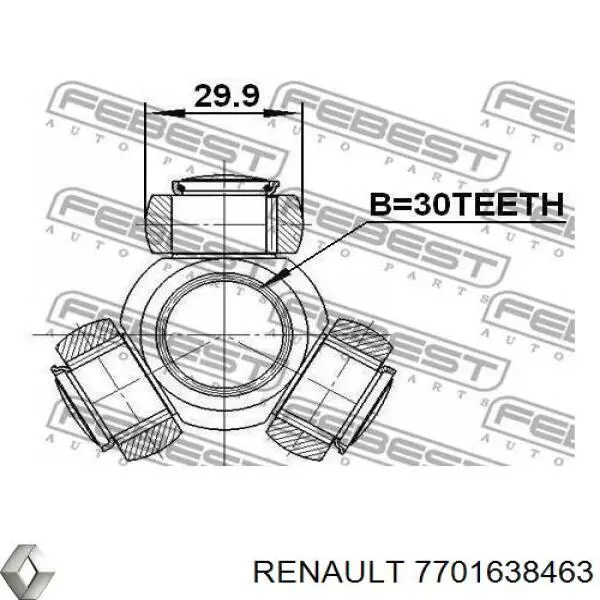 Trípode, árbol de transmisión 7701638463 Renault (RVI)