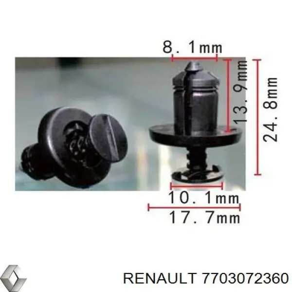 7703072360 Renault (RVI) пистон (клип крепления решетки радиатора охлаждения)