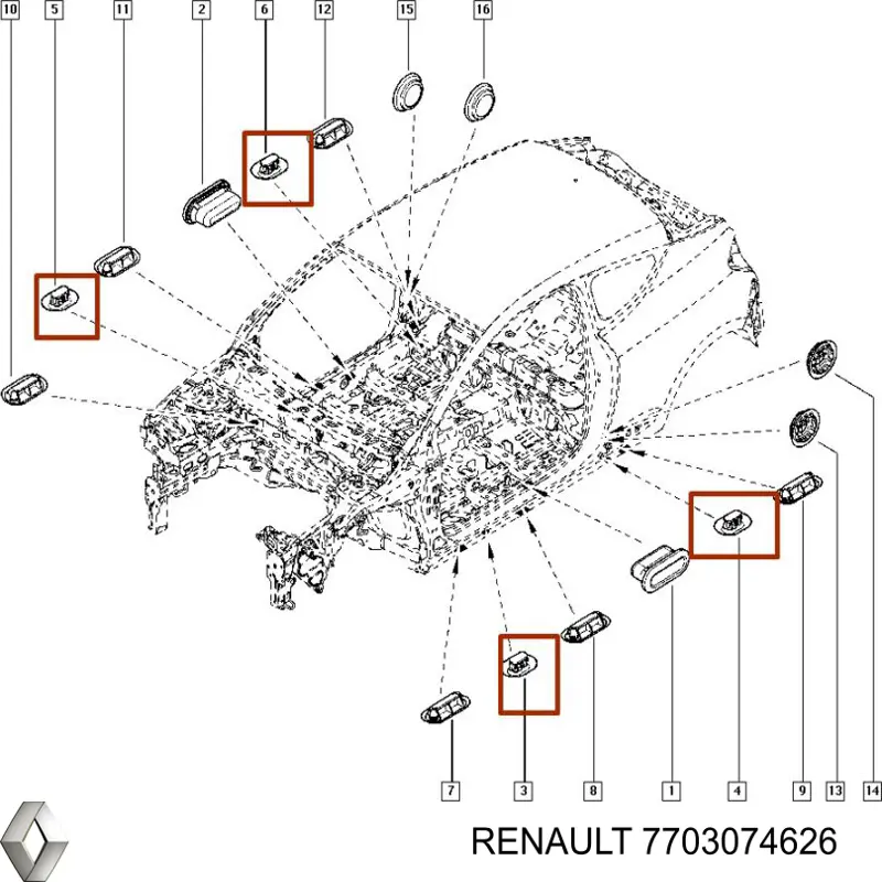  Tampão de fundo de carroçaria Renault Clio V hatchback (B7) (2019 - 2026) V